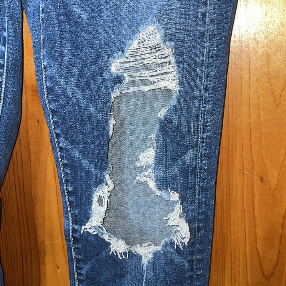 American Eagle outfitters super stretch X jeans high rise jeggings 8 distressed - Picture 4 of 9